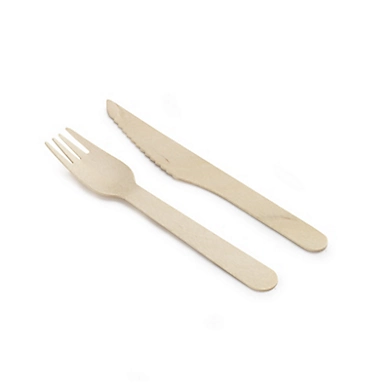 Kit couvert en bois 2en1 Fourchette + Couteau E&C