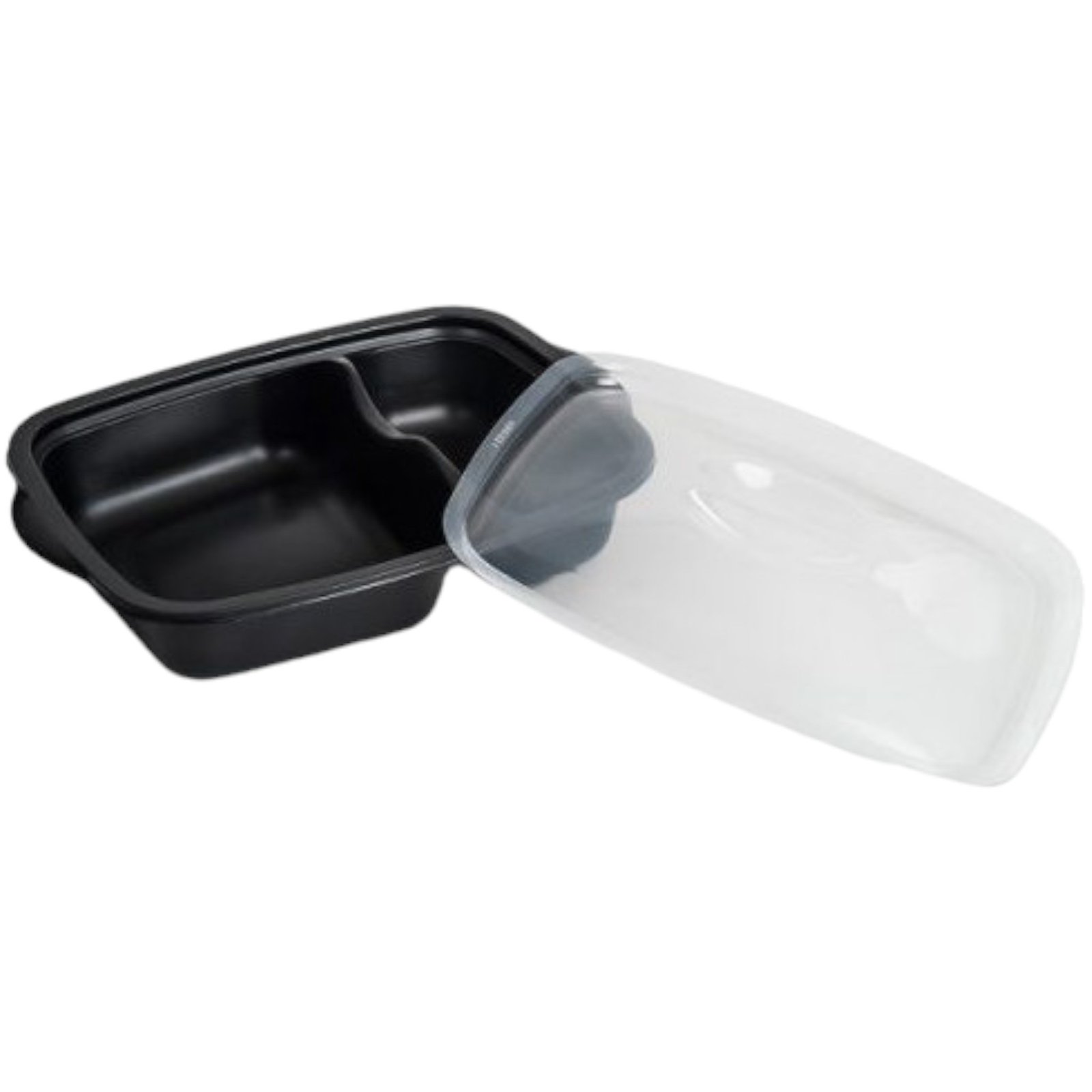Boite plat du jour PP noir 2 compartiments + couv 1100ml E&C (50PCS)