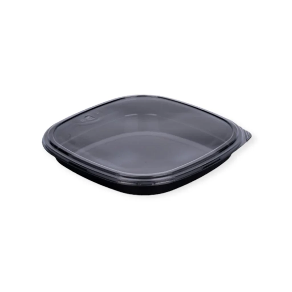 Plateau sushi carré noir + couvercle  27x27  (1x25) E&C