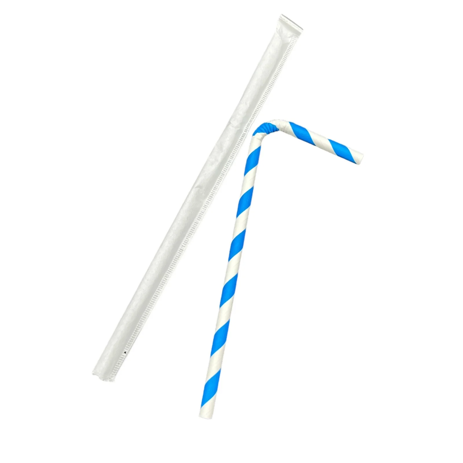 Paille rayée flexible en papier emballée individuellement 6X197mm (1X100pcs) E&C