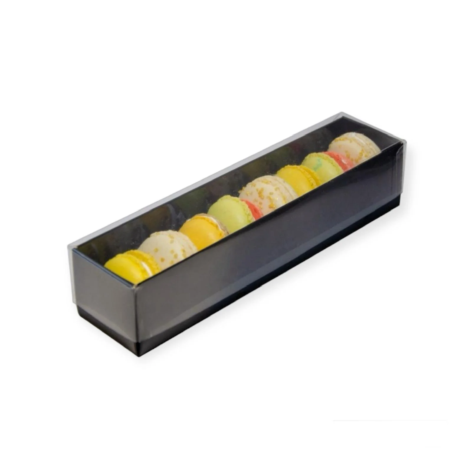 BOITE A MACARONS A FENETRE NOIR 23x5,5x5 (50PCS)