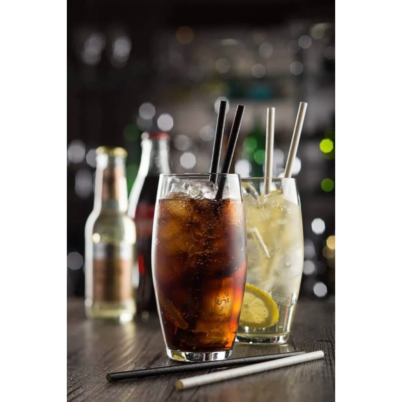 Paille NOIR Ø6 en papier droite emballée individuellement 6x197mm (1x100pcs) E&C