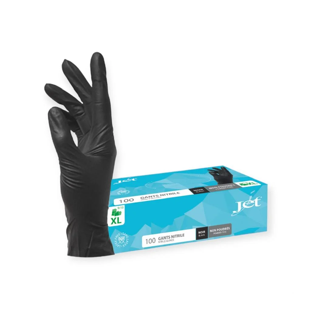 Gants nitrile noir non poudrés taille XL 100 pcs